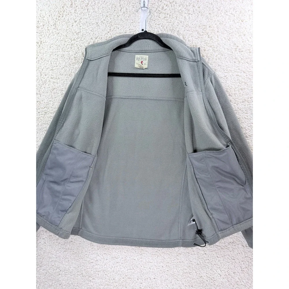 Red Head Fleece Jacket Men Small Gray Excellent Full Zip Outdoor Layering